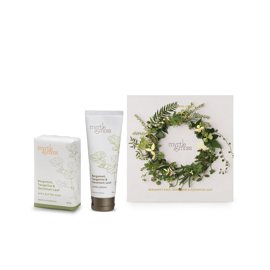 Myrtle & Moss - Bergamot Duet - Hand Cream & Soap - Green Wreath