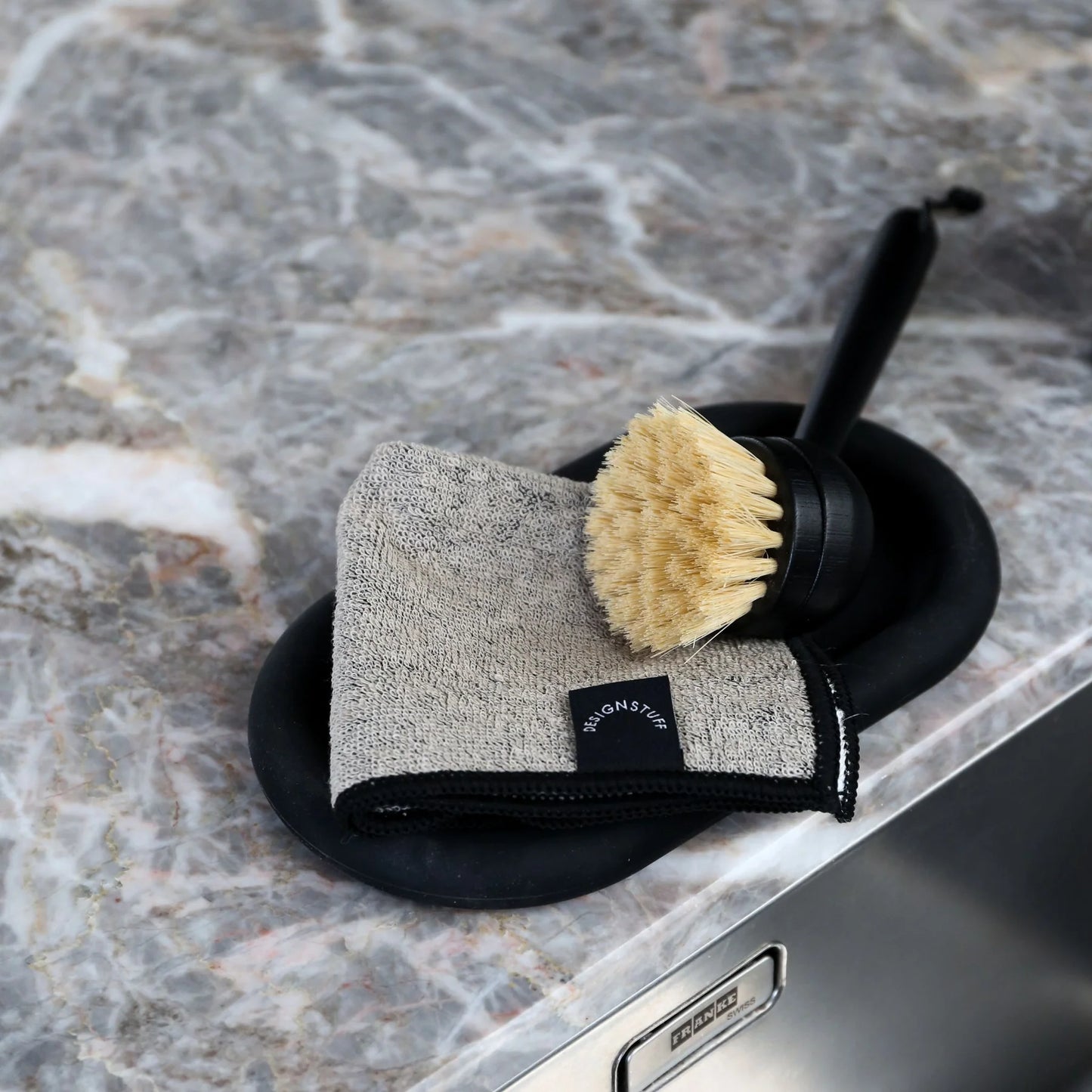 Designstuff - Dishcloth - Hemp Marle Scourer & Bamboo - Black - (set Of 2)