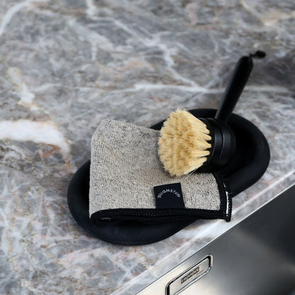 Designstuff - Dishcloth - Hemp Marle Scourer & Bamboo - Black - (set Of 2)
