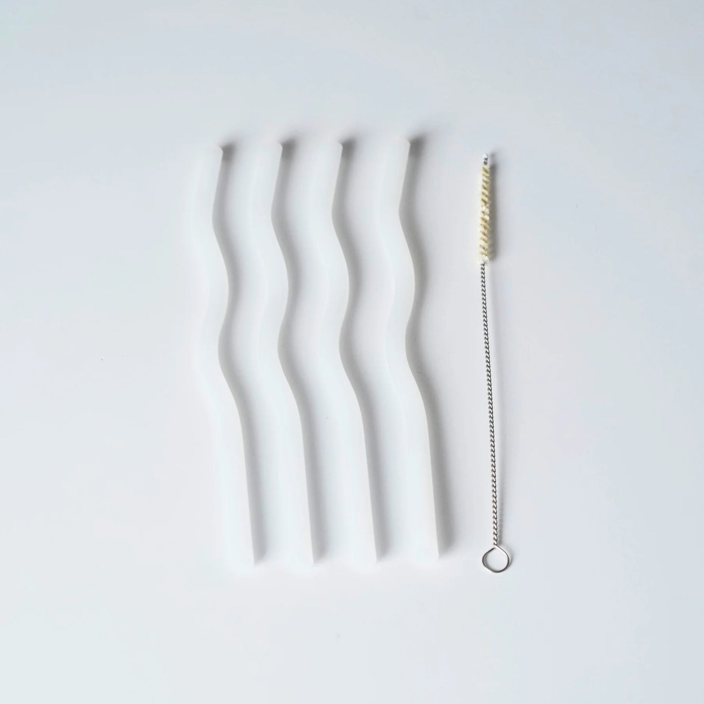 Designstuff - Curve Glass Straw - White (set Of 4)