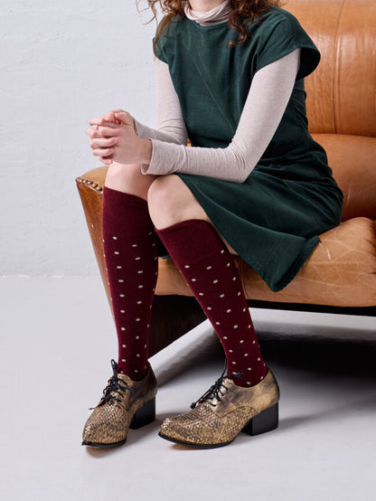 Tightology - Merino Wool Socks - Dotty - Burgundy - One Size