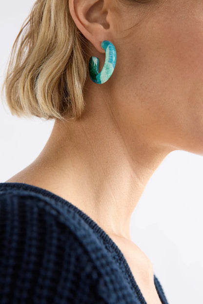 Elk The Label - Resso Hoop Earring - Green Komi Print