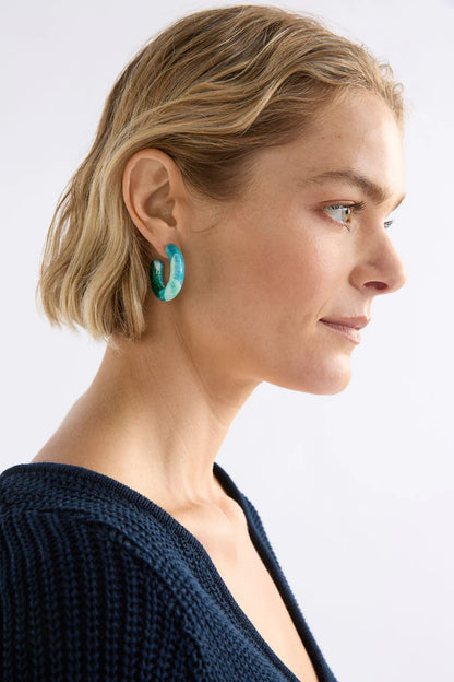Elk The Label - Resso Hoop Earring - Green Komi Print