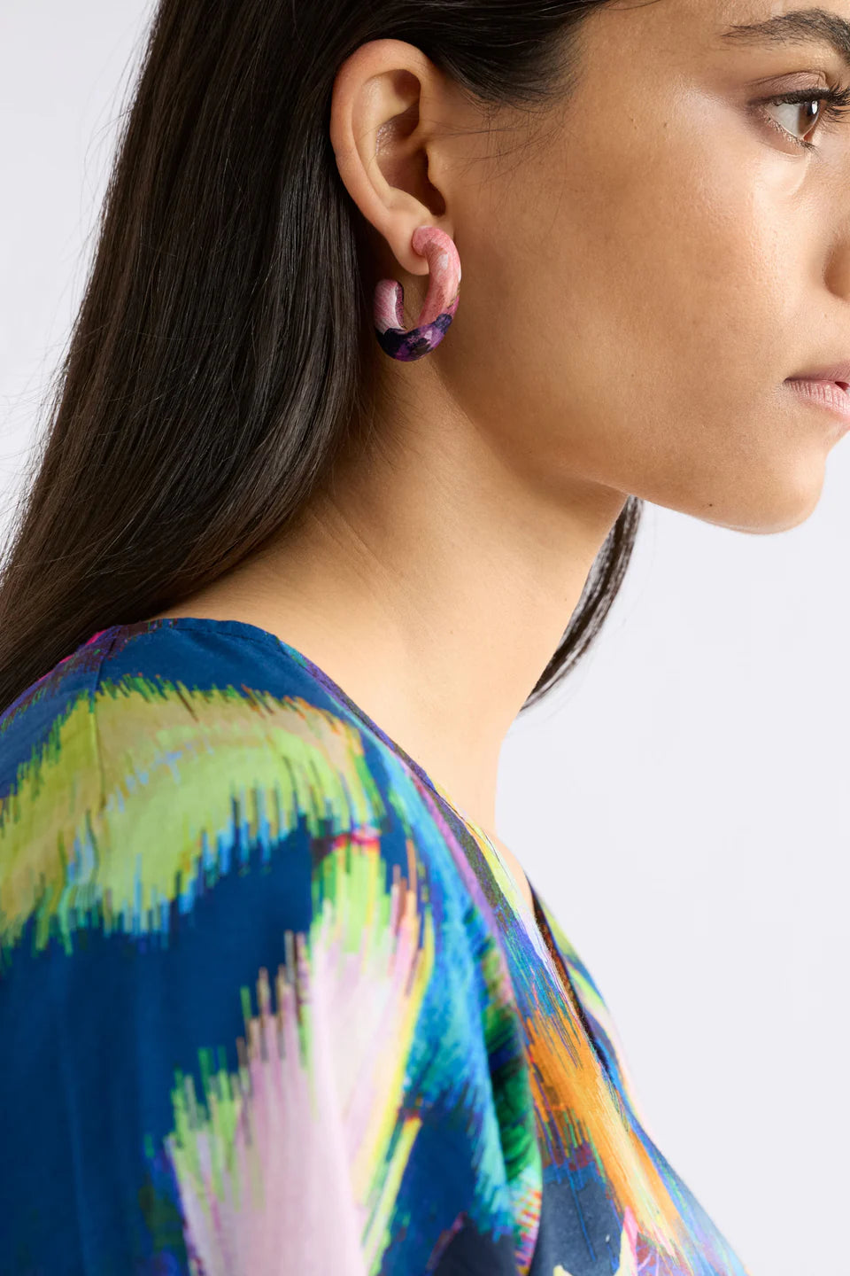 Elk The Label - Resso Hoop Earring - Fushia Komi Print