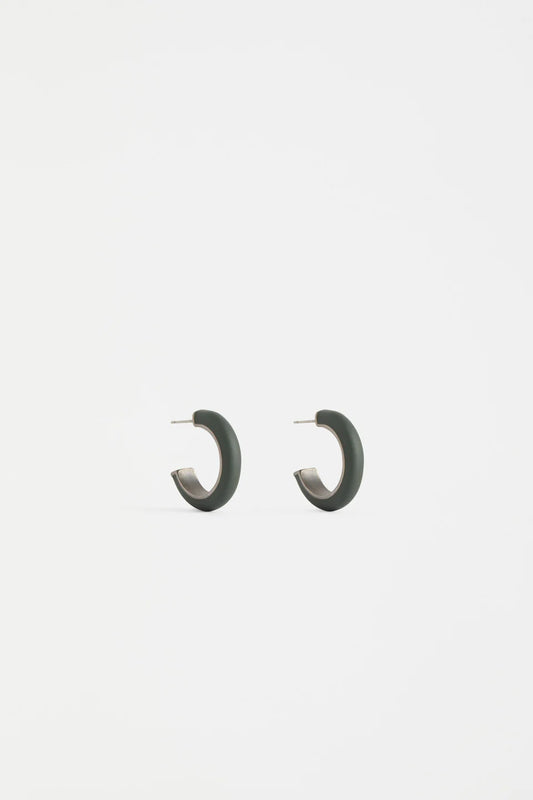 Elk The Label - Emal Mini Hoop Earring - Dark Olive