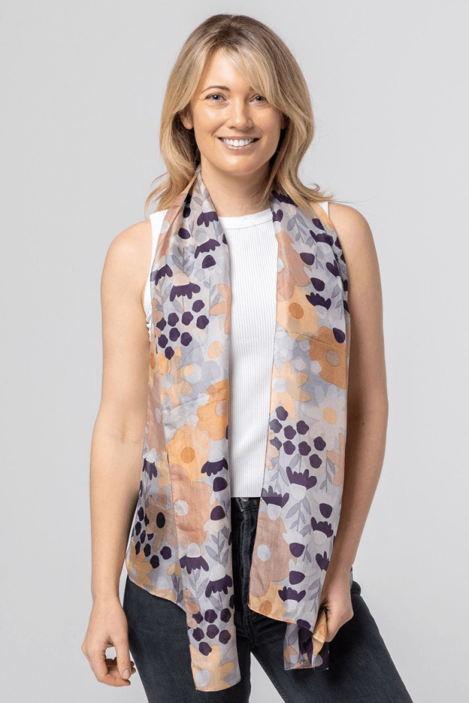 Indus - Silk Scarf Echinacea Apparel & Accessories > Clothing Scarves Shawls