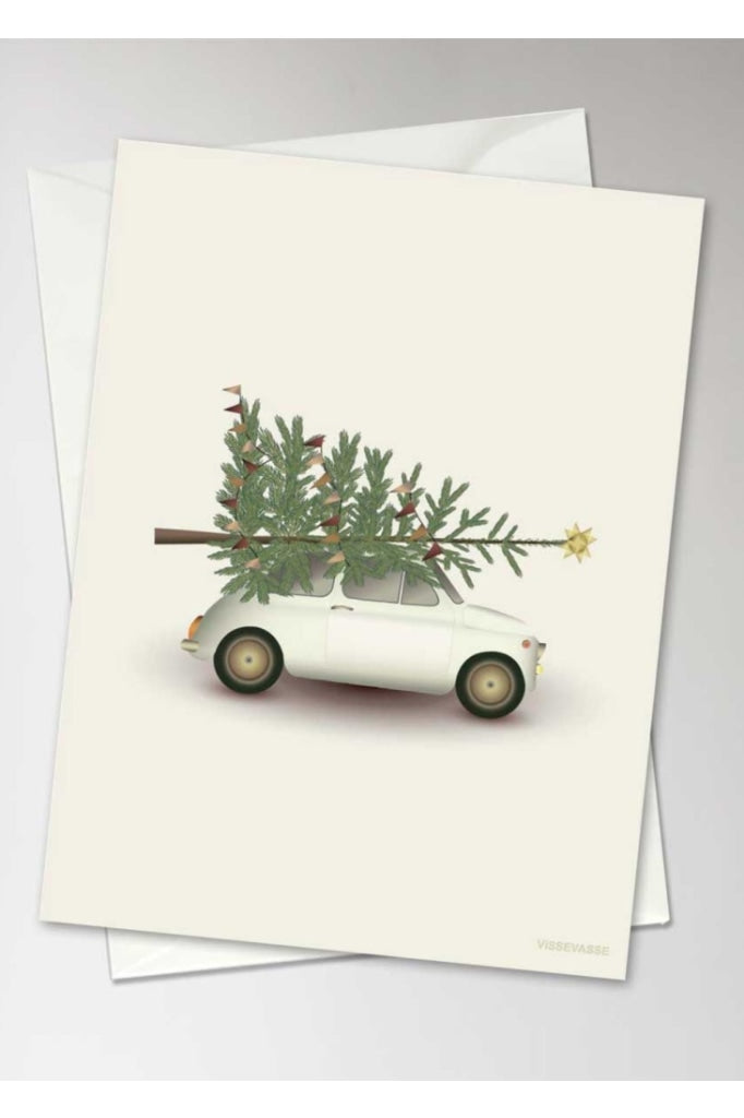 Nordic Rooms - Vissevasse Christmas Card A6 Tree & Little Car