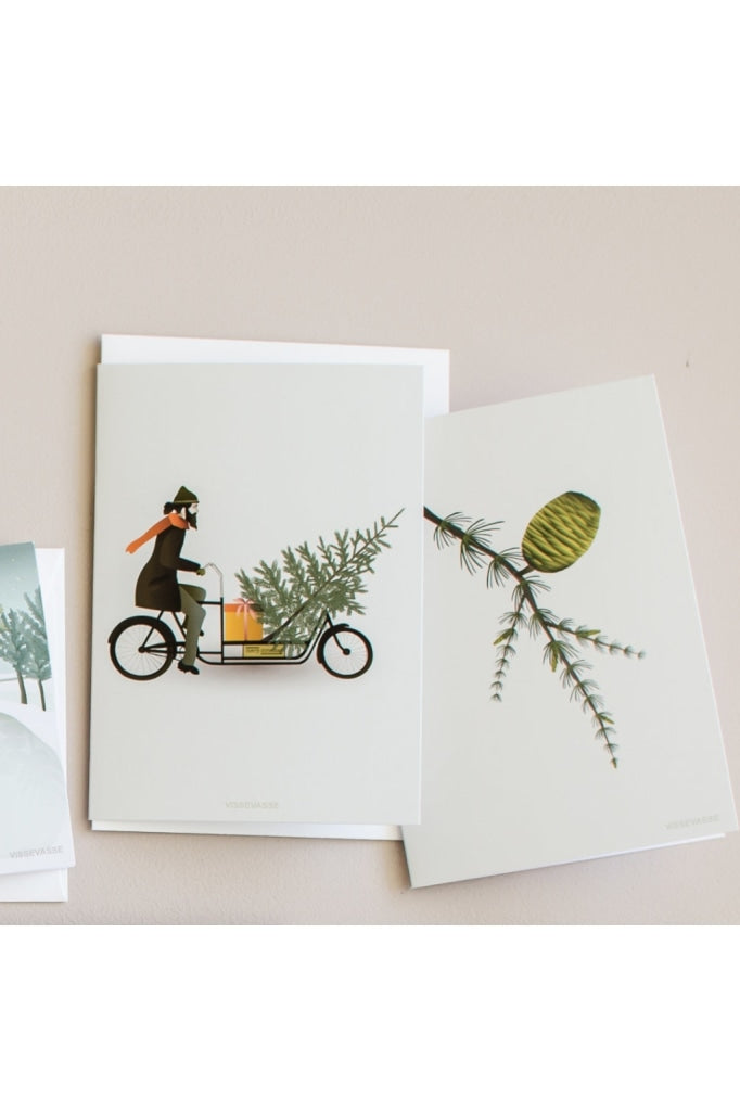 Nordic Rooms - Vissevasse Christmas Card A6 Bike With Tree Christmas
