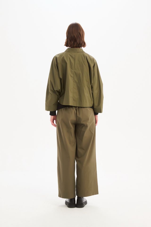 Tirelli - Wide Crop Poplin Overshirt - Khaki