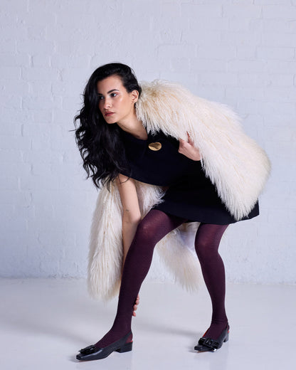 Tightology - Herringbone Merino Wool Tights - Plum