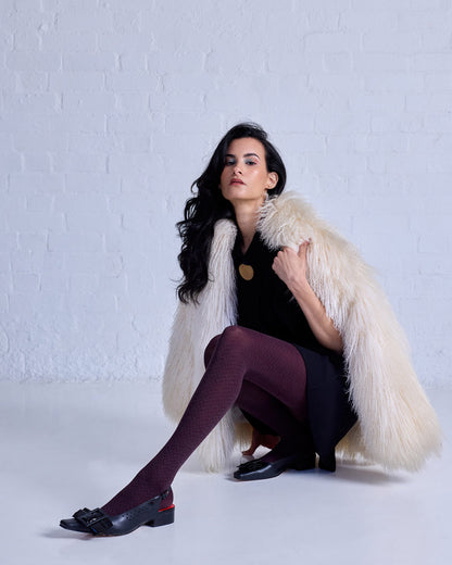 Tightology - Herringbone Merino Wool Tights - Plum