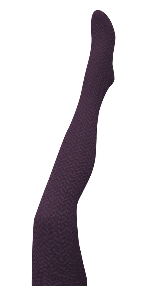 Tightology - Herringbone Merino Wool Tights - Plum