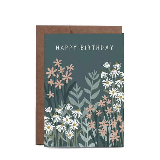 In The Daylight - Birthday Field Of Flowers - Greeting Card