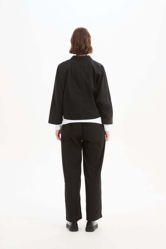 Tirelli - Wide Crop Poplin Overshirt - Black