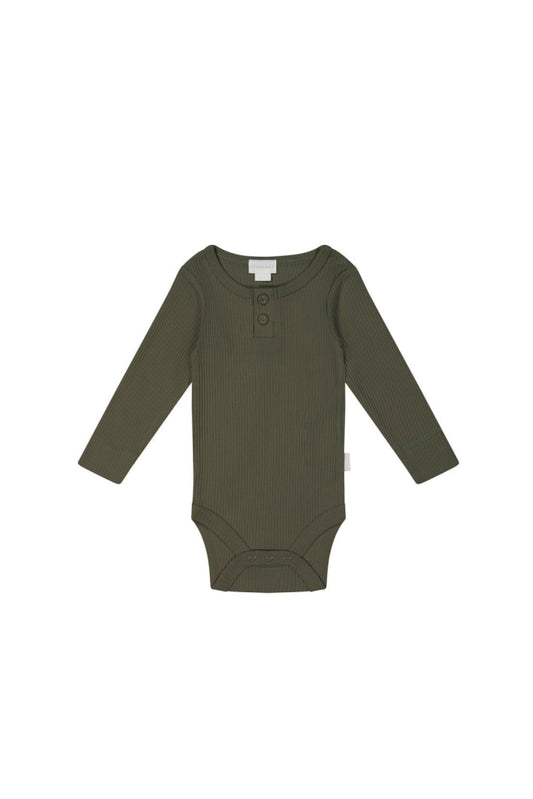 Jamie Kay - Modal Long Sleeve Bodysuit 0-3M Olive Apparel & Accessories > Clothing Baby Toddler