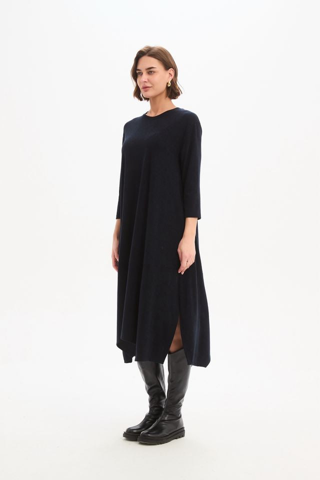 Tirelli - Overlay Panel Knit Dress - Navy