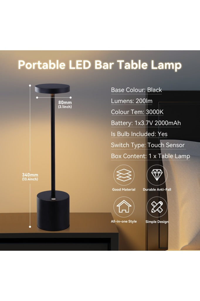 Ll - Portable Led Bar Table Lamp Black Home & Garden > Lighting
