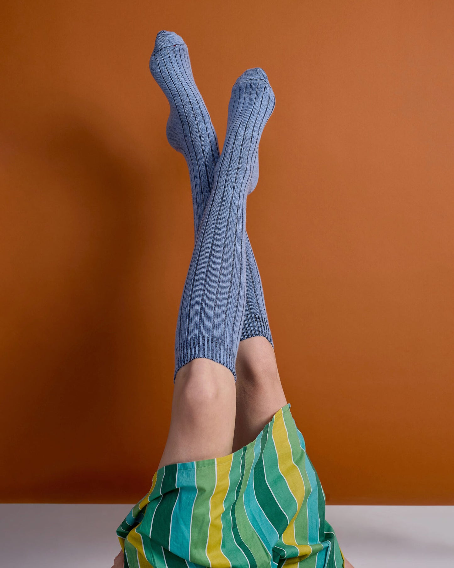 Tightology - Long Rib Merino Wool Socks - One Size - Blue