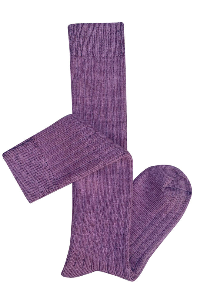 Tightology - Long Rib Merino Wool Socks - One Size - Mauve