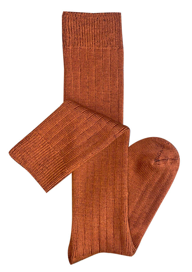Tightology - Long Rib Merino Wool Socks - One Size - Paprika