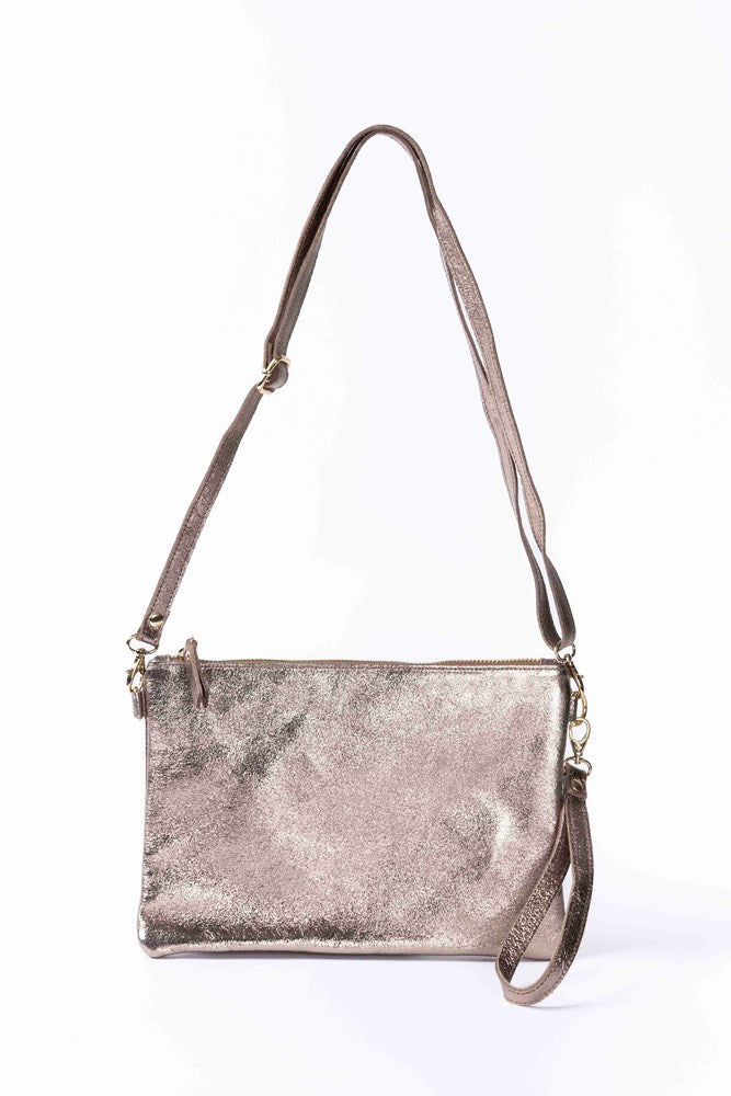 Maison Fanli - Clutch/cross Body Bag - Line Metallic Leather - Champagne
