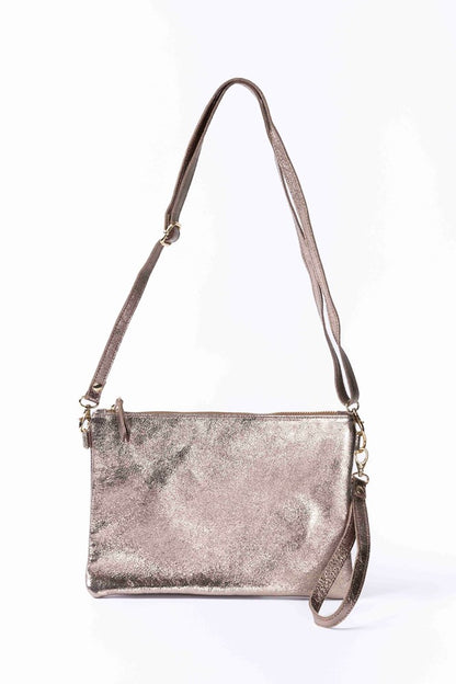 Maison Fanli - Clutch/cross Body Bag - Line Metallic Leather - Champagne