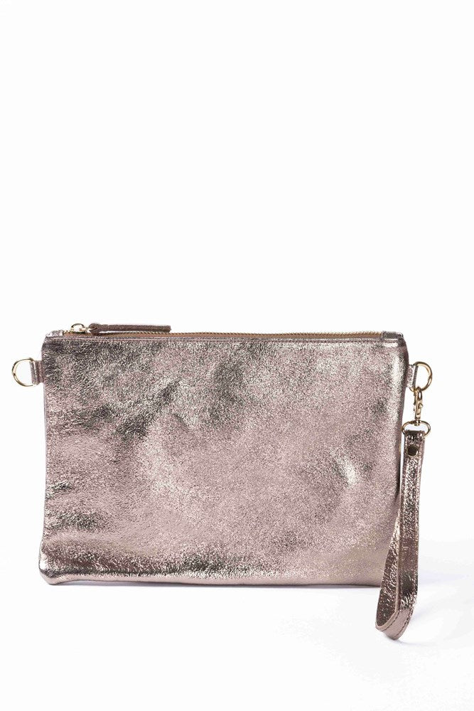 Maison Fanli - Clutch/cross Body Bag - Line Metallic Leather - Champagne