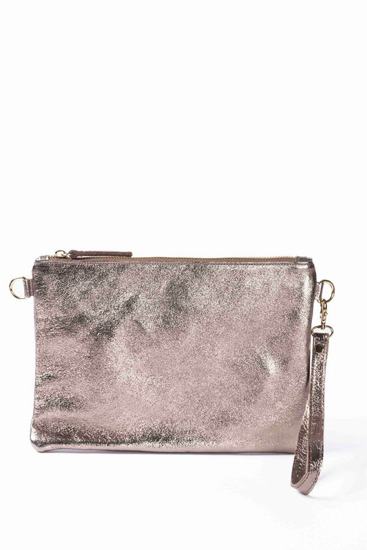 Maison Fanli - Clutch/cross Body Bag - Line Metallic Leather - Champagne
