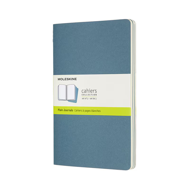 Moleskine - Cahier Notebook - Set Of 3 - Plain - Large - Brisk Blue