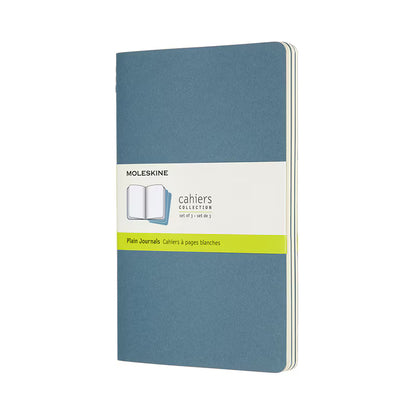 Moleskine - Cahier Notebook - Set Of 3 - Plain - Large - Brisk Blue