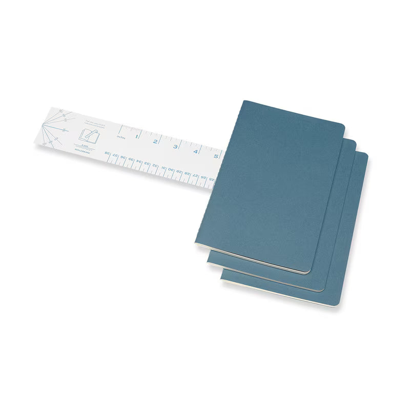 Moleskine - Cahier Notebook - Set Of 3 - Plain - Large - Brisk Blue