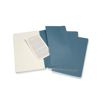 Moleskine - Cahier Notebook - Set Of 3 - Plain - Large - Brisk Blue