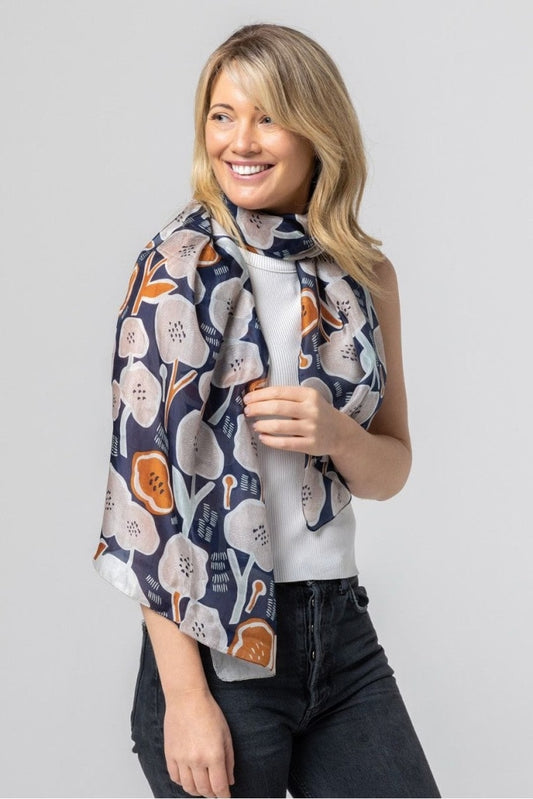 Indus - Silk Scarf Native Hibiscus Apparel & Accessories > Clothing Scarves Shawls