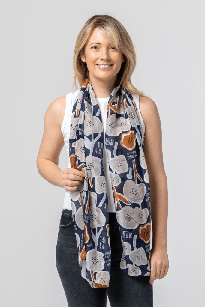 Indus - Silk Scarf Native Hibiscus Apparel & Accessories > Clothing Scarves Shawls
