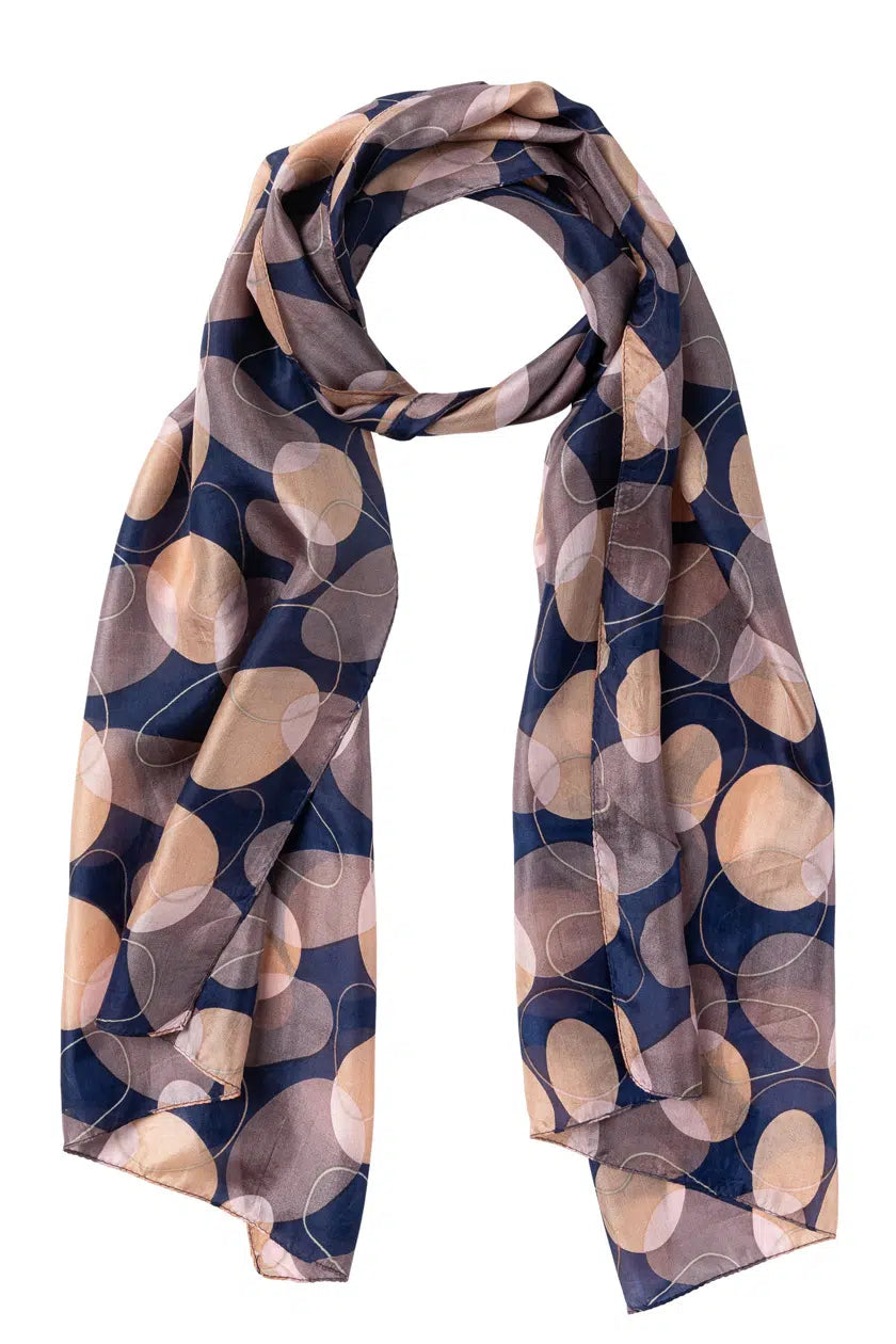 Indus - Silk Scarf - Organic Shapes - Indigo