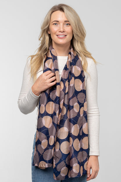 Indus - Silk Scarf - Organic Shapes - Indigo