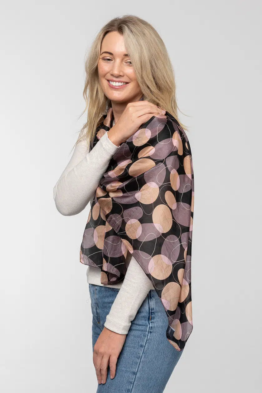 Indus - Silk Scarf - Organic Shapes - Chocolate