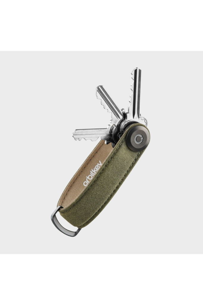 Orbitkey - Waxed Canvas Key Organiser Khaki Green Apparel & Accessories > Handbag Wallet Keychains