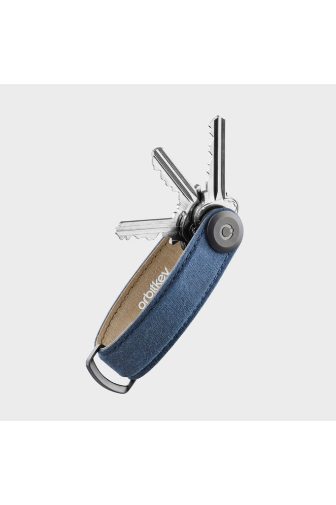 Orbitkey - Waxed Canvas Key Organiser Navy Blue Apparel & Accessories > Handbag Wallet Keychains