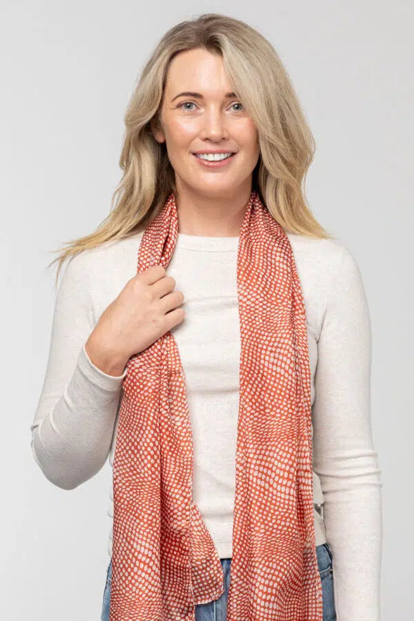 Indus - Silk Scarf - Spot - Rust