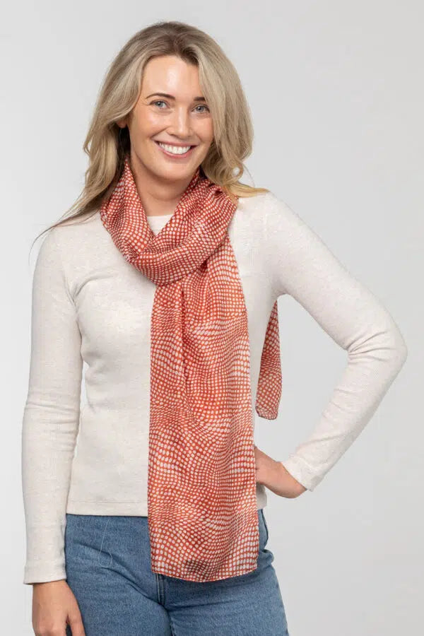 Indus - Silk Scarf - Spot - Rust