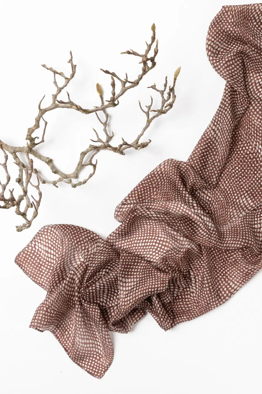 Indus - Silk Scarf - Spot - Brown