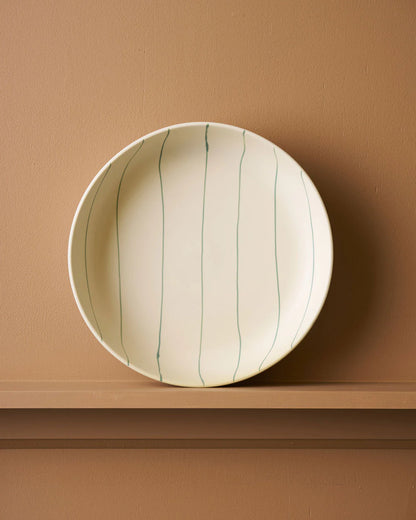 Robert Gordon - Salad Bowl - Coastal Junction - Cream With Green Stripe - 28cm
