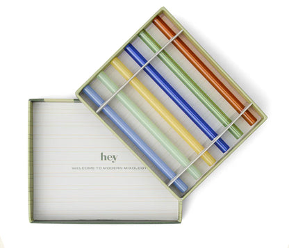 Designworks Collective - The Whistler Colored Glass Straws - Set Of 6