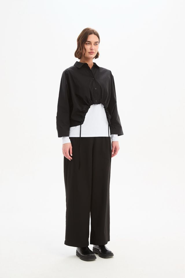 Tirelli - Wide Crop Poplin Overshirt - Black