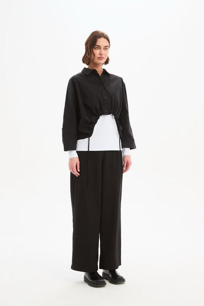 Tirelli - Wide Crop Poplin Overshirt - Black