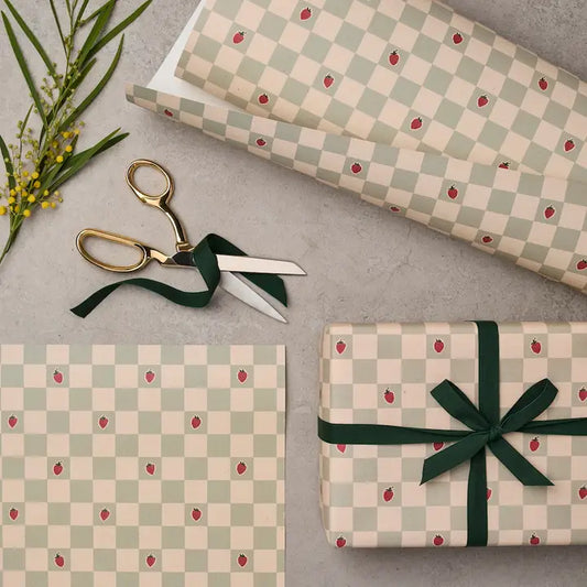 Katie Leamon - Strawberry Chequered - Wrapping Paper
