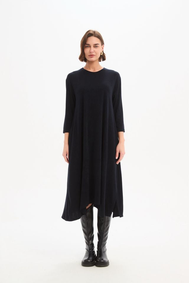 Tirelli - Overlay Panel Knit Dress - Navy