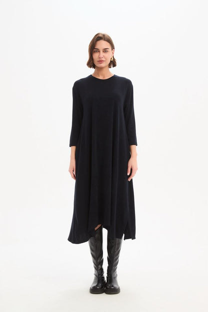 Tirelli - Overlay Panel Knit Dress - Navy