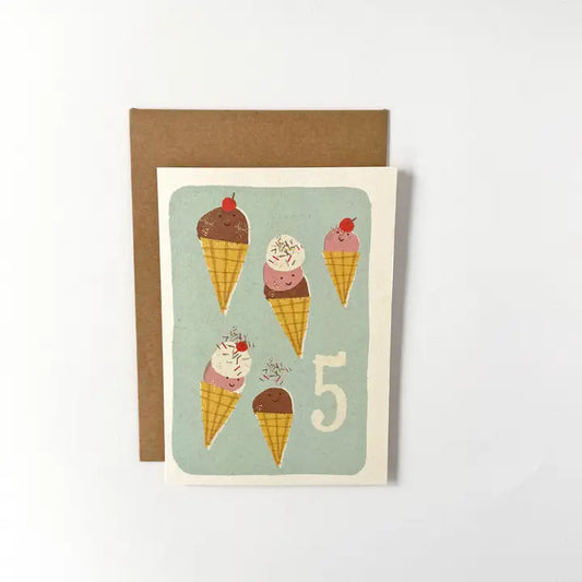 Florence Fry - 5 Icecreams - Greeting Card